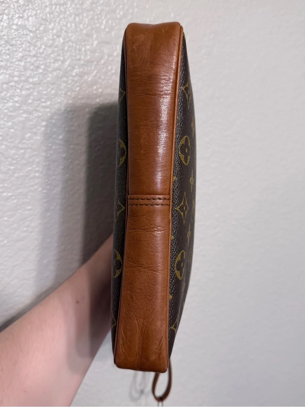 Vintage 1970s Louis Vuitton Monogram Pochette Wristlet Bag Made in France w/ COA